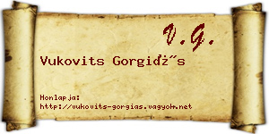 Vukovits Gorgiás névjegykártya